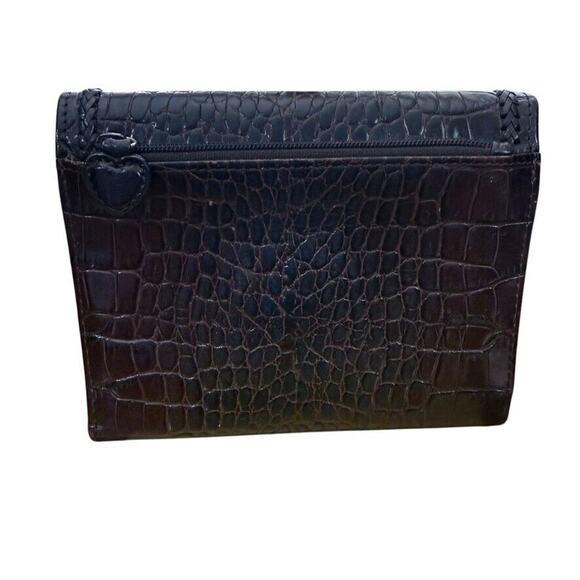 Brighton Womens Brown Croc Print Flap Wallet Bi-Fold Leather Card Holder - Picture 9 of 16